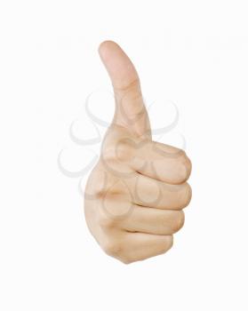 Close-up of a person's hand making the thumbs up sign