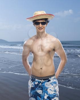 Close-up of a man on the beach