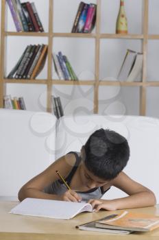 Boy doing homework at desk