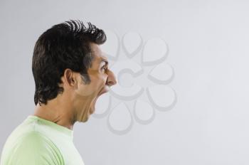 Close-up of a man screaming