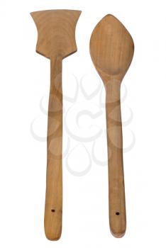 Close-up of spatula and a wooden spoon