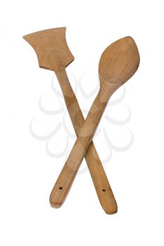 Close-up of spatula and a wooden spoon