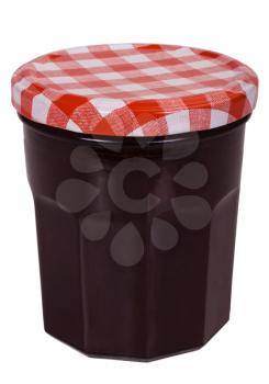 Close-up of a jar of strawberry jam