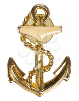 Close-up of an anchor shaped brooch