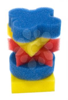 Close-up of a stack of bath sponges