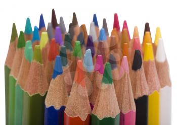 Close-up of a bundle of colored pencils