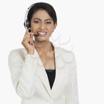 Close-up of a female customer service representative