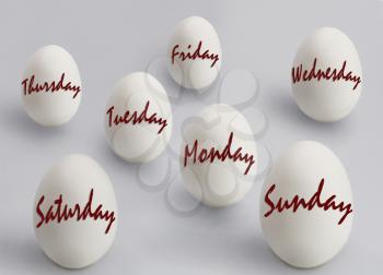 Egg with weekdays' names