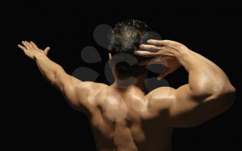 Rear view of a man exercising