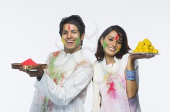 Couple celebrating Holi