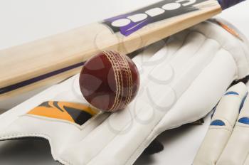 Close-up of cricket equipment