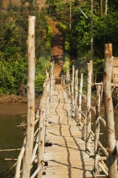 Wooden bridge across the river, Goa, India