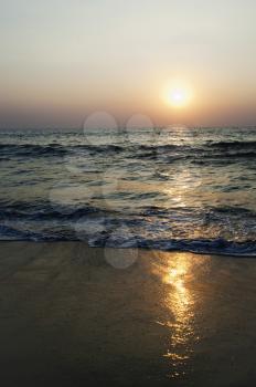 Sunset over the beach, Goa, India