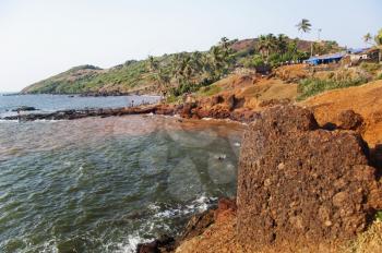 Rock formations on the coast, Goa, India