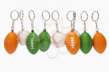 Close-up of assorted balls shaped key rings