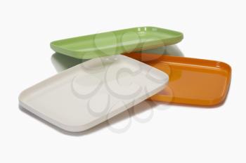 Close-up of colorful trays