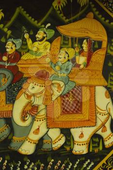 Details of traditional Indian painting, Gwalior, Madhya Pradesh, India