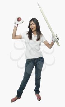 Portrait of a female cricket fan smiling