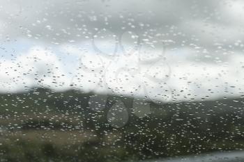 Rain drops on the windshield of a car, Dublin, Republic of Ireland