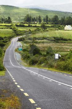 Road passing through fields, Ring Of Kerry, County Kerry, Republic of Ireland