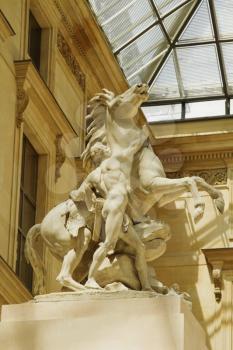 Statue in a museum, Musee du Louvre, Paris, France