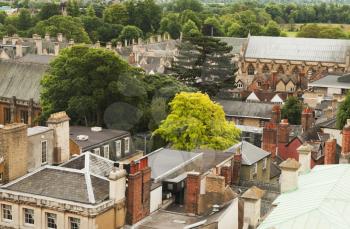 High angle view of buildings in a city, Oxford, Oxfordshire, England