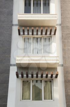 Low angle view of windows of a building, Tirupati, Andhra Pradesh, India