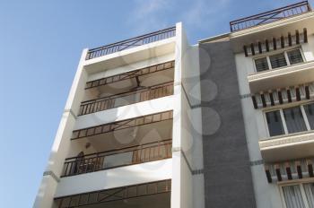 Low angle view of an apartment building, Tirupati, Andhra Pradesh, India