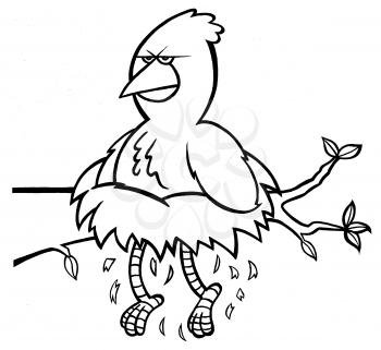 Royalty Free Clipart Image of a Bird With Its Legs Through the Nest