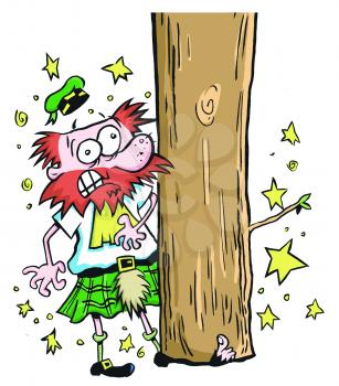 Royalty Free Clipart Image of a Scottish Man With a Large Log on His Foot
