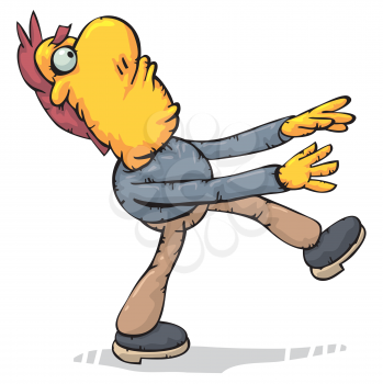 Royalty Free Clipart Image of a Man Walking With His Head Up and Arms Out