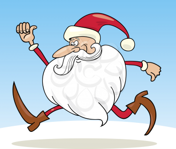 Royalty Free Clipart Image of a Running Santa Claus