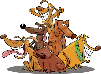 Royalty Free Clipart Image of a Funny Dog Group