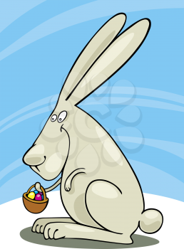 Royalty Free Clipart Image of the Easter Bunny With a Basket of Eggs