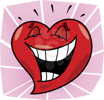 Royalty Free Clipart Image of a Laughing Cartoon Heart