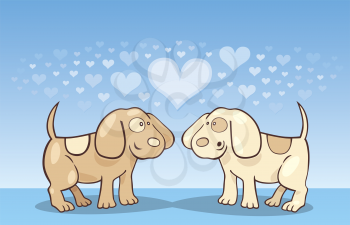 Royalty Free Clipart Image of Two Dogs in Love