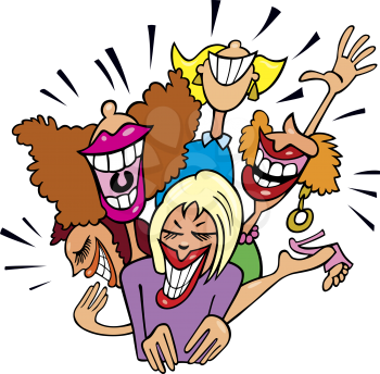 Royalty Free Clipart Image of a Group of Laughing Women