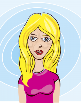 Royalty Free Clipart Image of a Blonde Girl in a Pink Top