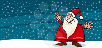 Greeting Card Cartoon Illustration of Happy Santa Claus or Papa Noel