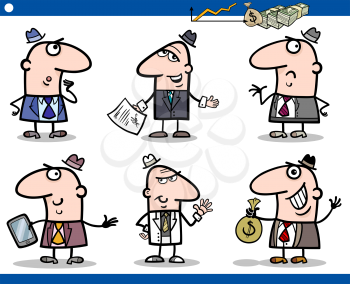 Cartoon Illustration of Funny Men or Businessmen Characters Set