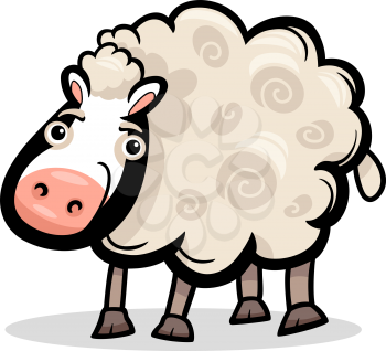 Cartoon Illustration of Cute Sheep Farm Animal