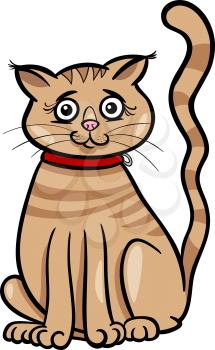Cartoon Illustration of Cute Female Cat or Kitten