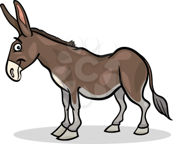 Cartoon Illustration of Funny Donkey Farm Animal