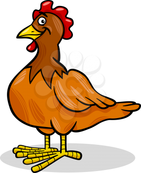 Cartoon Illustration of Funny Hen or Chicken Farm Bird Animal