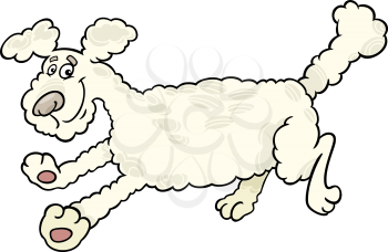 Cartoon Illustration of Cute Running Poodle Dog