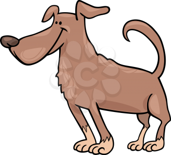Cartoon Illustration of Funny Standing Brown Dog