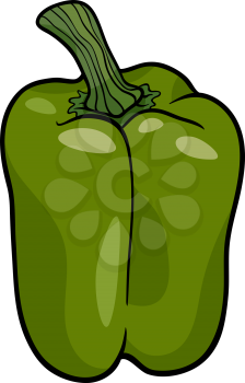 Cartoon Illustration of Green Pepper or Paprika Vegetable Food Object