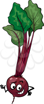 Cartoon Illustration of Funny Beet Vegetable Food Character