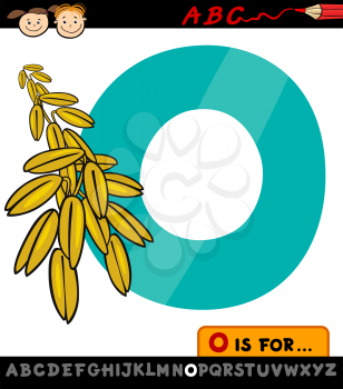 Cartoon Illustration of Capital Letter O from Alphabet with Oat for Children Education
