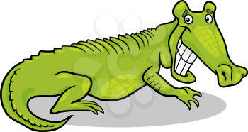 Cartoon Illustration of Funny Alligator Crocodile Wild Animal